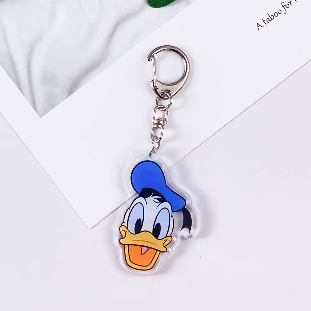Porte-clés en acrylique Disney Mickey Mouse Minnie Mouse, accessoires mignons pour sac, pendentif po