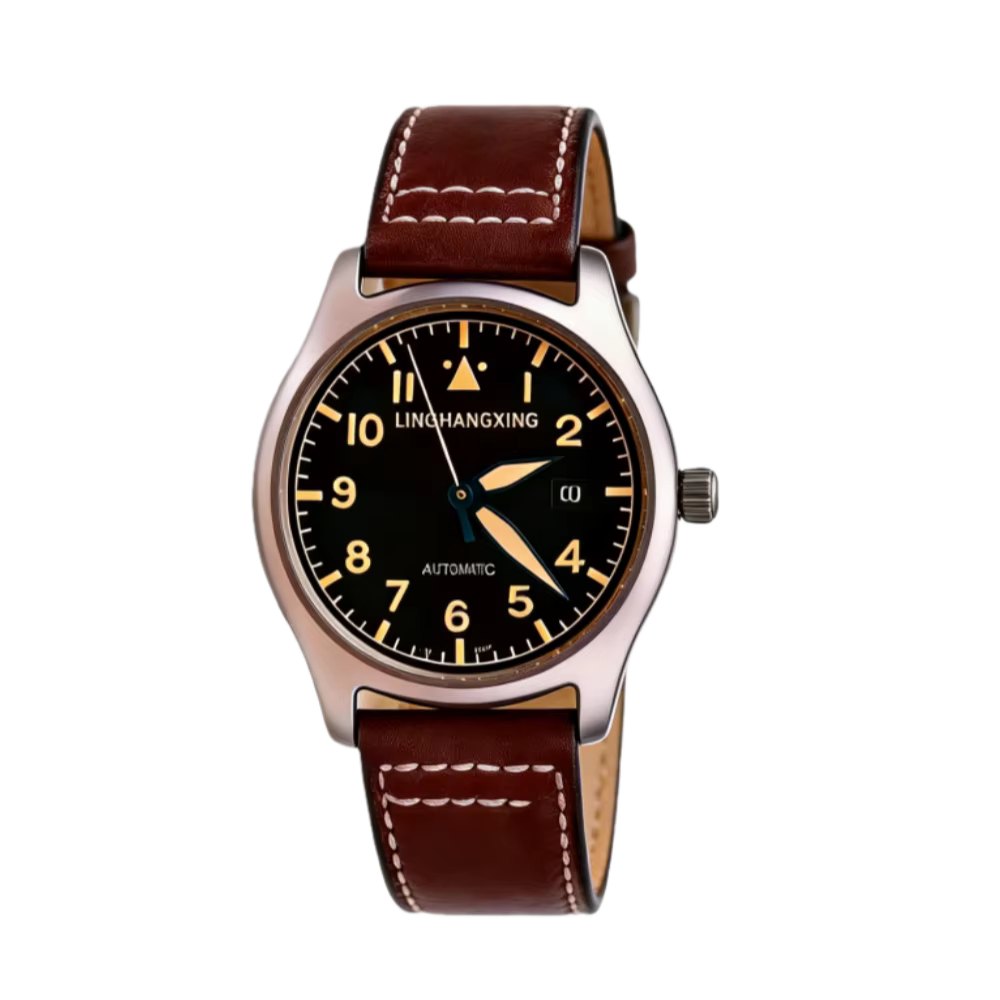 Nouvelle Montre Homme LINGHANGXING 2026 – Mouvement Tendance, Cadran Lumineux, Bracelet en Cuir Véri