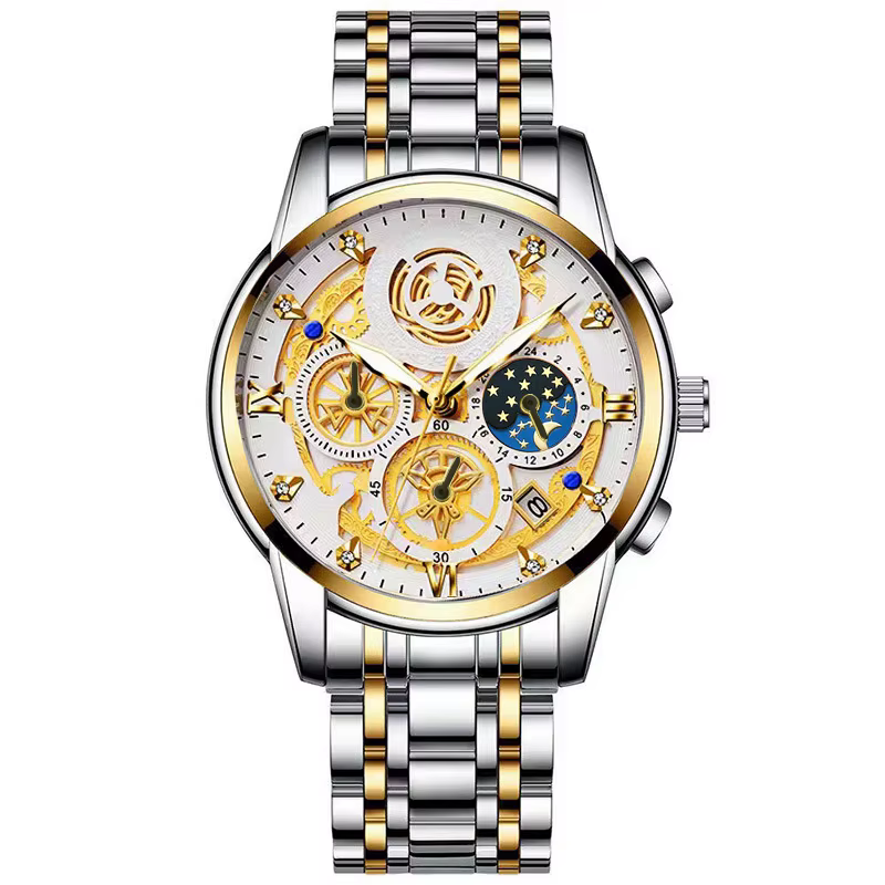 BINBOND B4010 mode Quartz pour hommes montre bracelet en acier inoxydable cadran de luxe lumineux 30