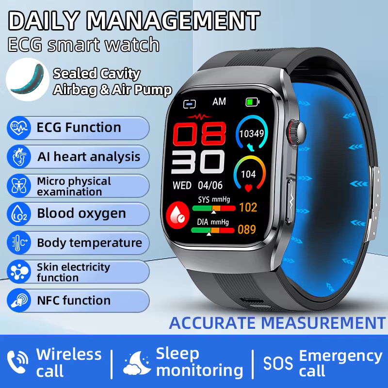 Montres intelligentes LIGE avec pompe à air, mesure précise de la pression artérielle, acide urique,