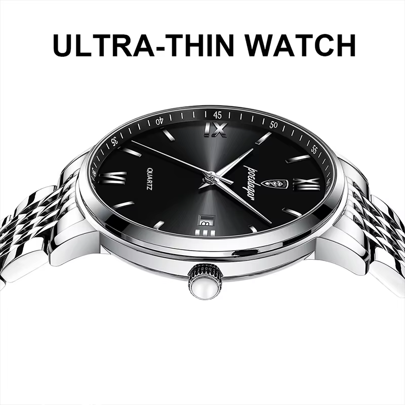 POEDAGAR montre-bracelet de sport de luxe pour hommes en acier inoxydable étanche Date homme montre
