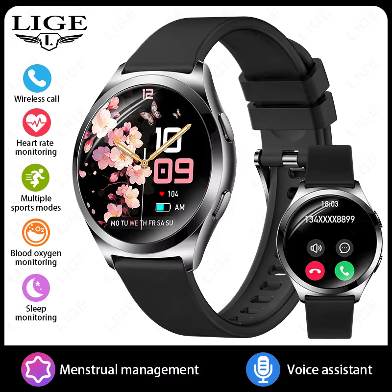 LIGE nouvelle montre intelligente femmes 1.27 ''écran HD étanche Bluetooth appel Bracelet Sport Fitn