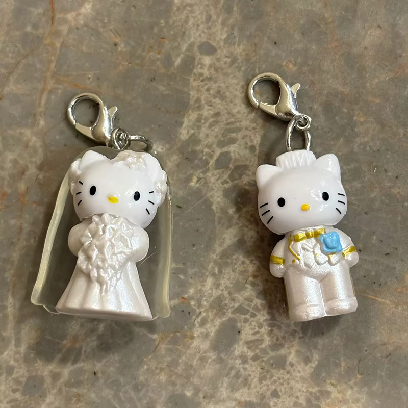 2 porte-clés Hello Kitty, pendentif chat mignon, breloque de téléphone Hello Kitty, cadeau de mariag