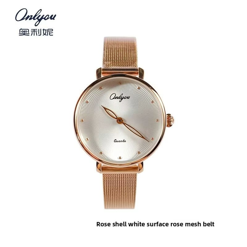 Montre à quartz à double aiguille en cristal fantôme pour femme ONLYOU, avec un cadran en verre miné