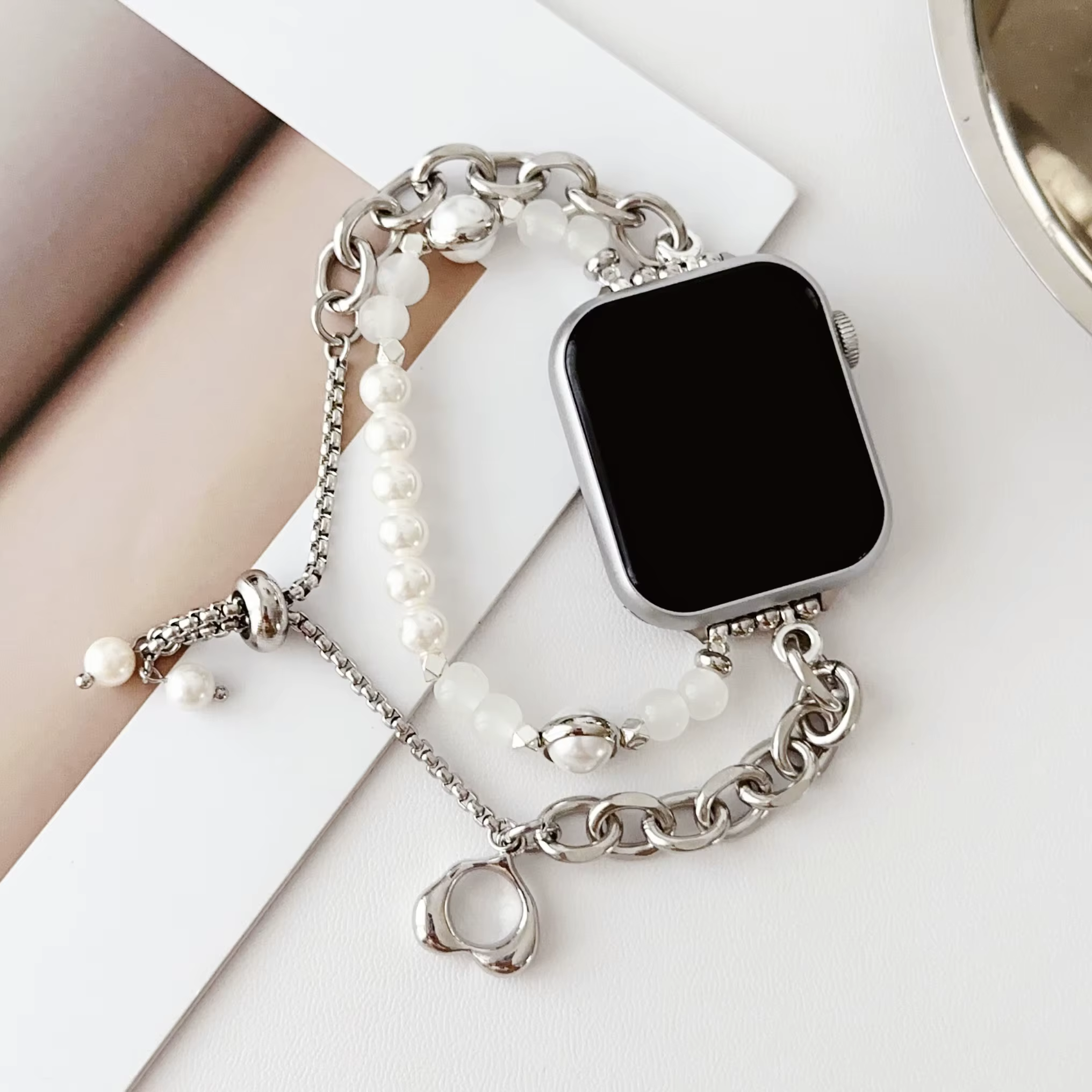 Bracelet en perles d'agate pour Apple Watch S10 42mm, 46mm 45mm 44mm 41mm 40mm 38mm, bracelet élégan