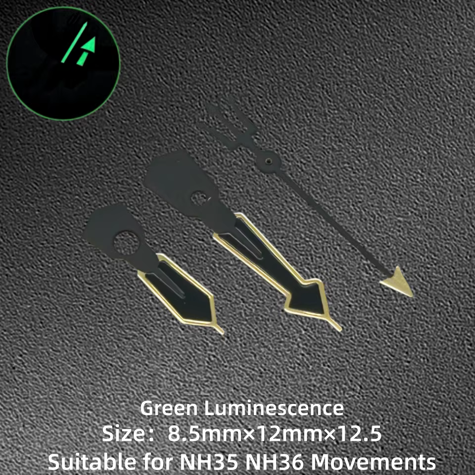 Aiguilles de montre rose luminescentes vertes pour montres de plongée Seiko SKX007 Submarine NH35 NH