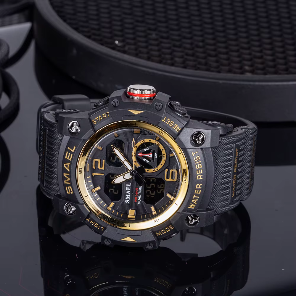 SMAEL-Montre-bracelet de sport militaire pour homme, chronomètre d'alarme, rétroéclairage numérique 