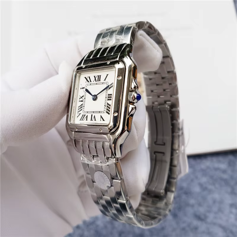 Montres-bracelets de marque pour femmes et filles, cadran carré de 22mm 27mm, bracelet en acier de b