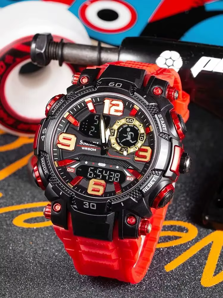 SMAEL-Montre à quartz étanche pour homme, chronomètre, montres LED, horloge masculine, montres de sp