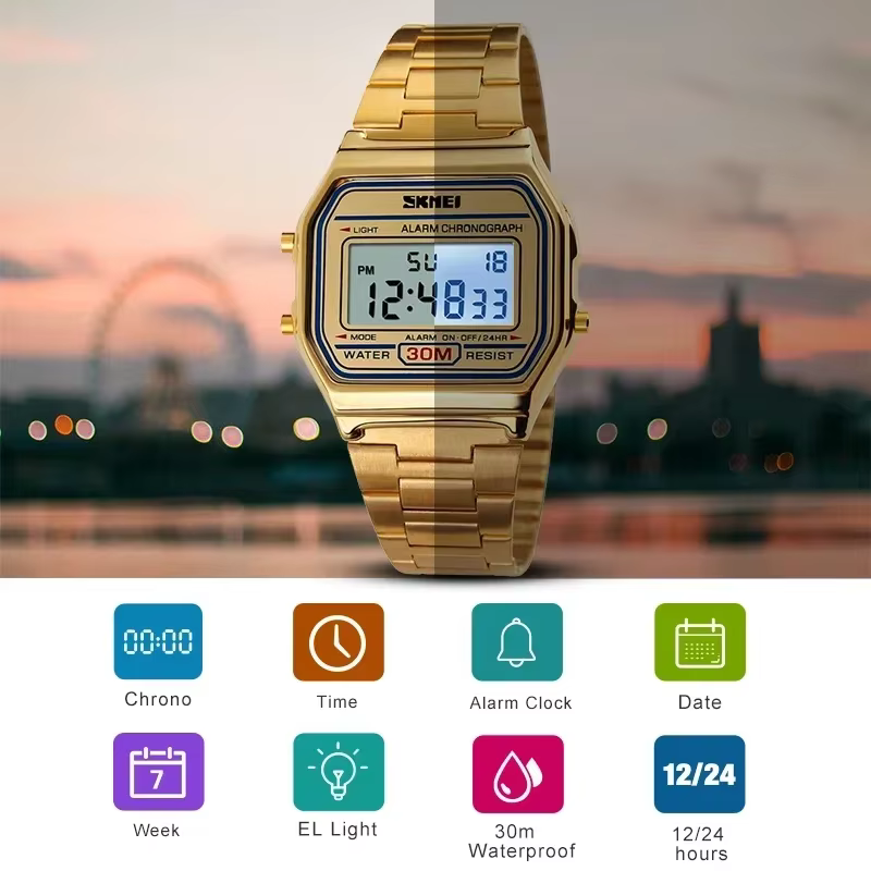 Skmei 3Bar montre numérique étanche Reloj Hombre pour Sport décontracté 1123 mode hommes bracelet en
