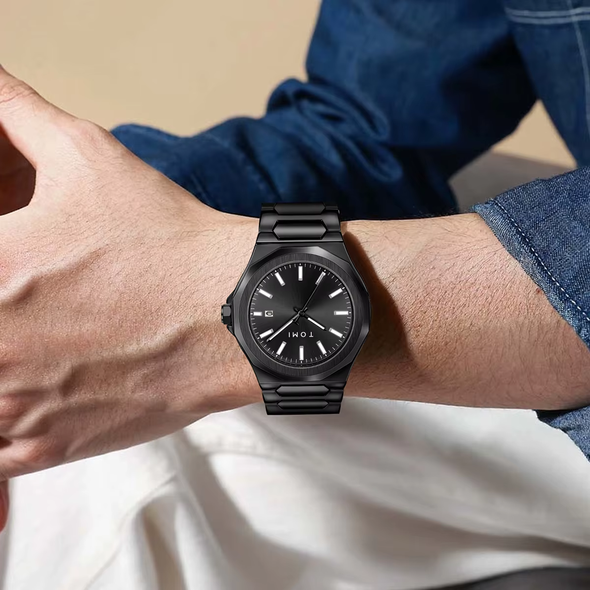 TOMI montre pour hommes d'affaires de luxe coffret cadeau boîtier en or Rose de haute qualité montre
