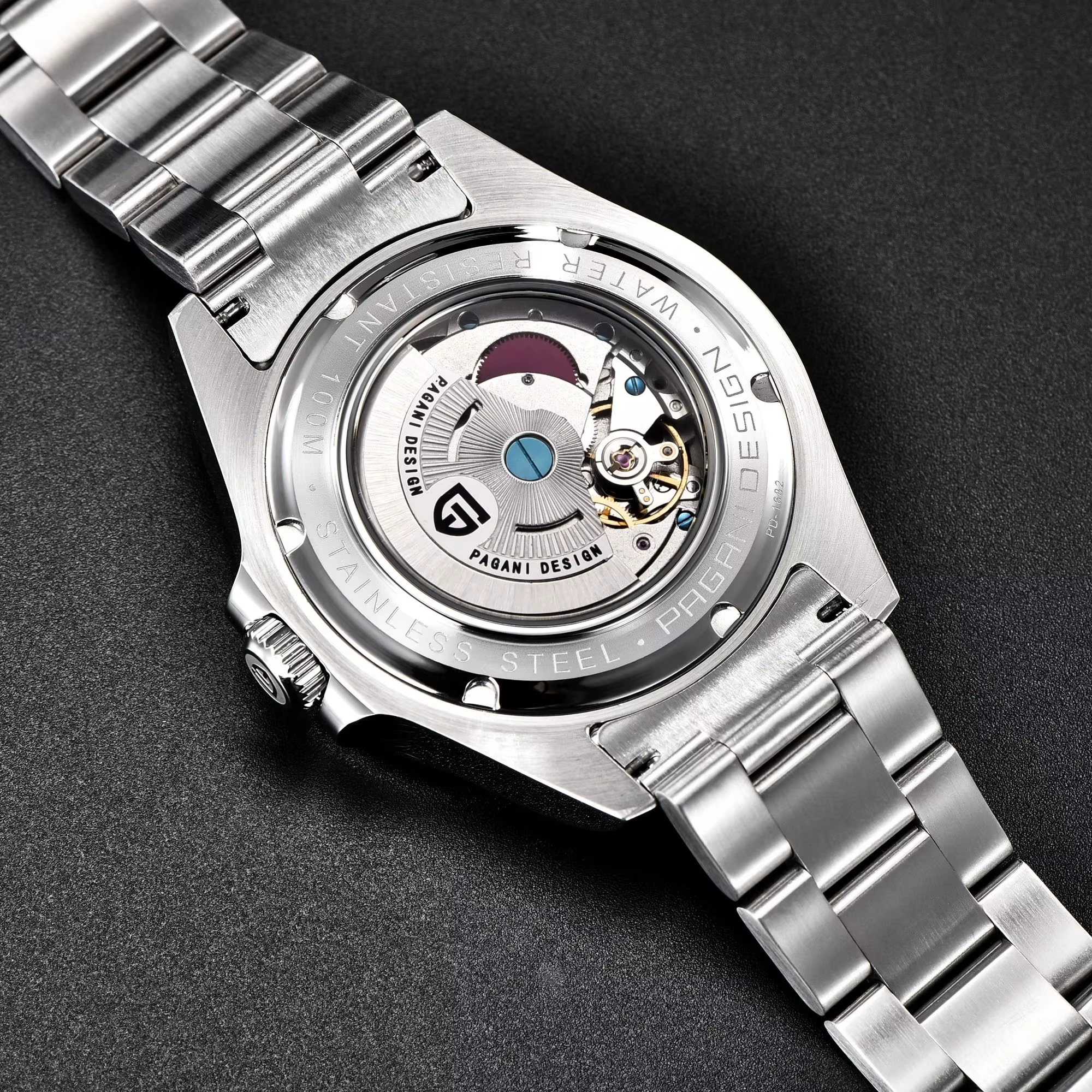 Montre pour homme PAGANI DESIGN Vintage 42MM GMT PD1682, montre mécanique automatique, saphir, acier