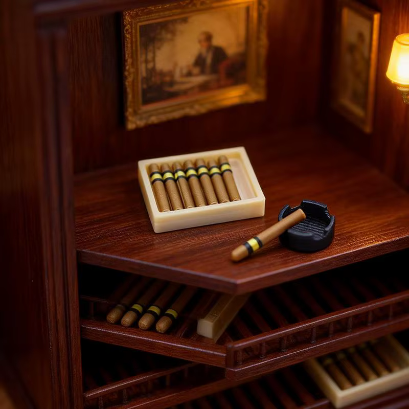 1 ensemble de jouets de simulation pour maison de poupée 1/12, kit de cendrier de cigare miniature,