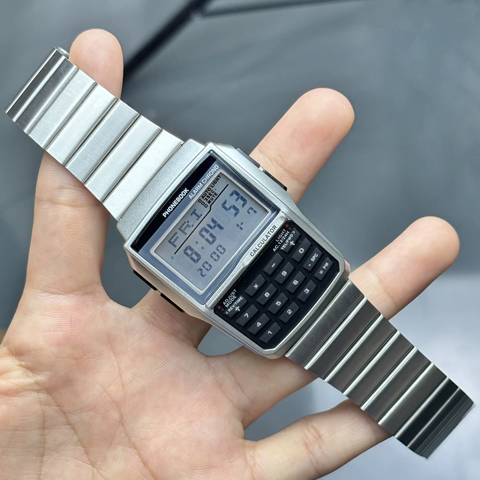 Montres en alliage d'acier inoxydable pour hommes, montres de luxe avec calculatrice, montres LED mu