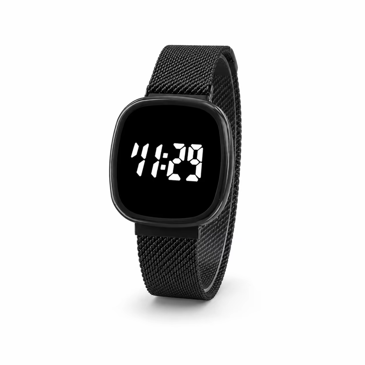 Montre à bracelet en maille métallique avec affichage numérique LED, montre-bracelet électronique ca