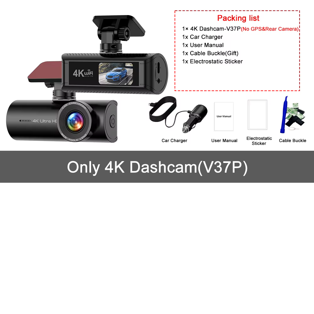 Kocam 4K WIFI GPS double caméra de tableau de bord avant et arrière pour voitures caméra voiture DVR