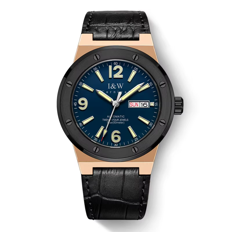 IW argent bleu hommes montres 5Bar étanche lumineux mode montre automatique hommes mécanique montre-