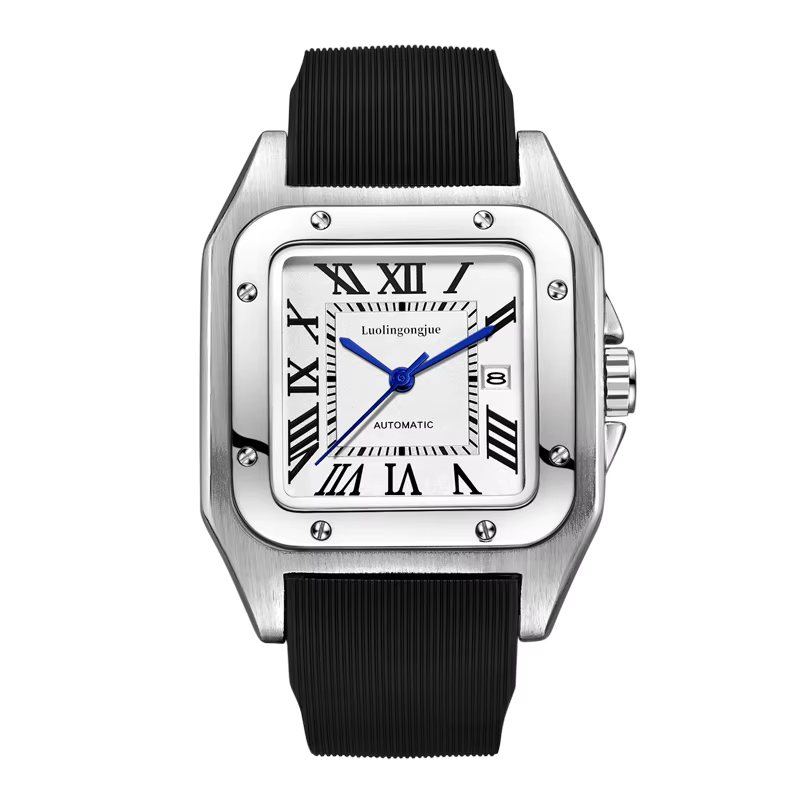 Montre mécanique populaire pour homme de forme carrée, mouvement mécanique entièrement automatique, 