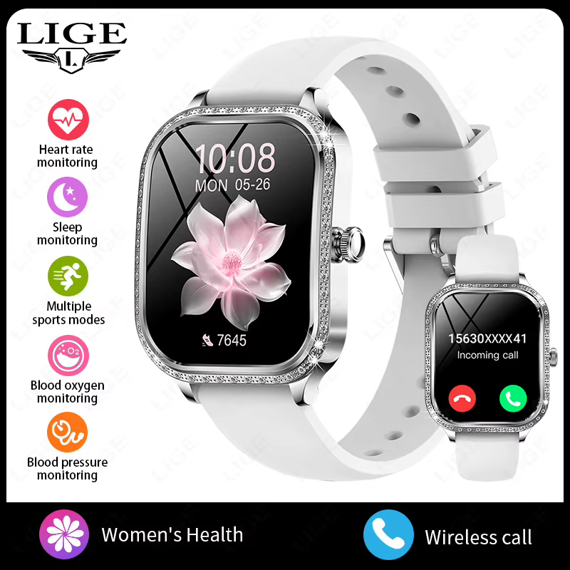 Nouvelle montre connectée pour femmes, cadeau, écran HD 1.75 pouces, fréquence cardiaque, sport, fit