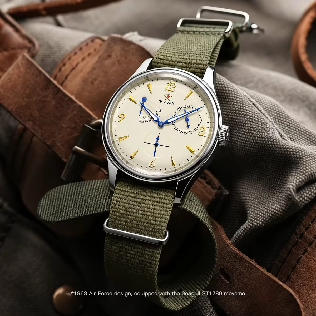 Nouveau 1963 40mm hommes pilote automatique montre mécanique mouette ST17 saphir cristal étanche rét