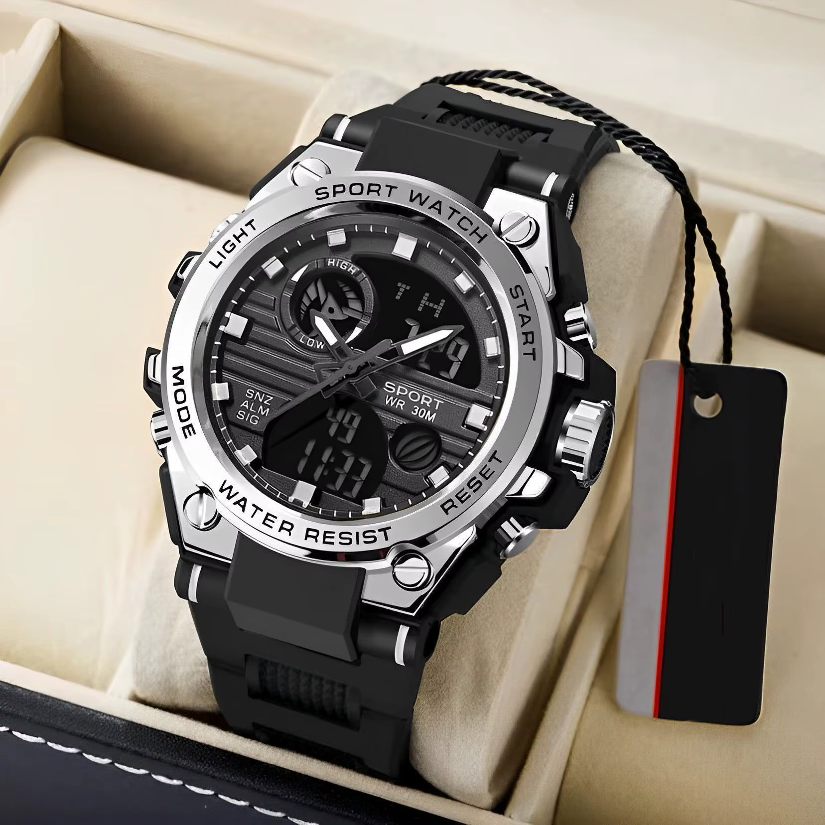 Nouvelle montre électronique avec veilleuse, montre multifonctionnelle à double affichage pour garço