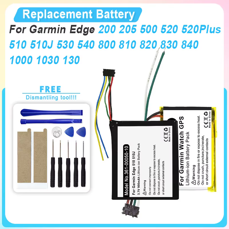 Batterie GPS de remplacement pour Garmin Edge 200 205 500 520 Plus 510 510J 530 540 800 810 820 830 