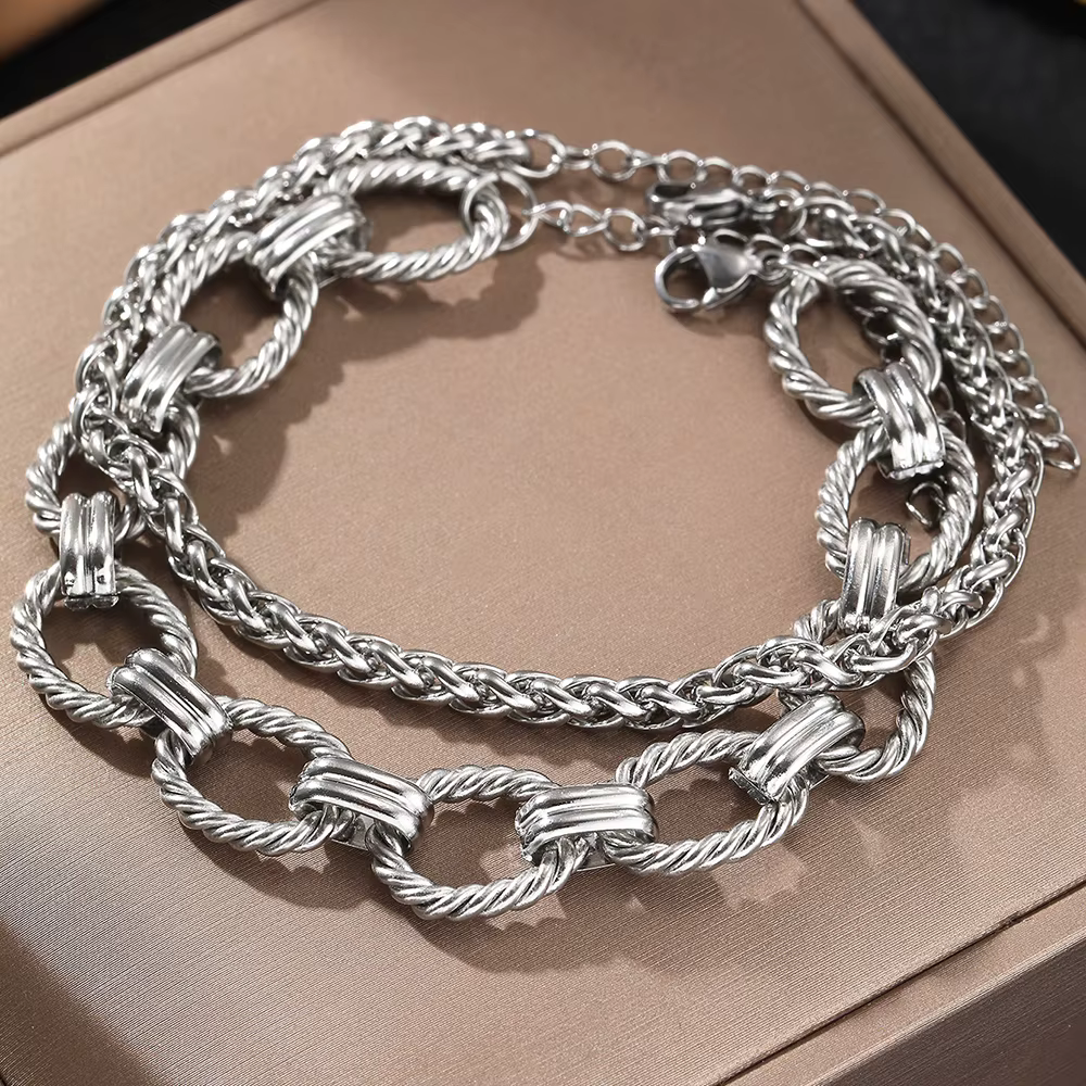 Ensemble de bracelets en acier inoxydable pour femmes, minimaliste, nouvelle chaîne populaire, atmos
