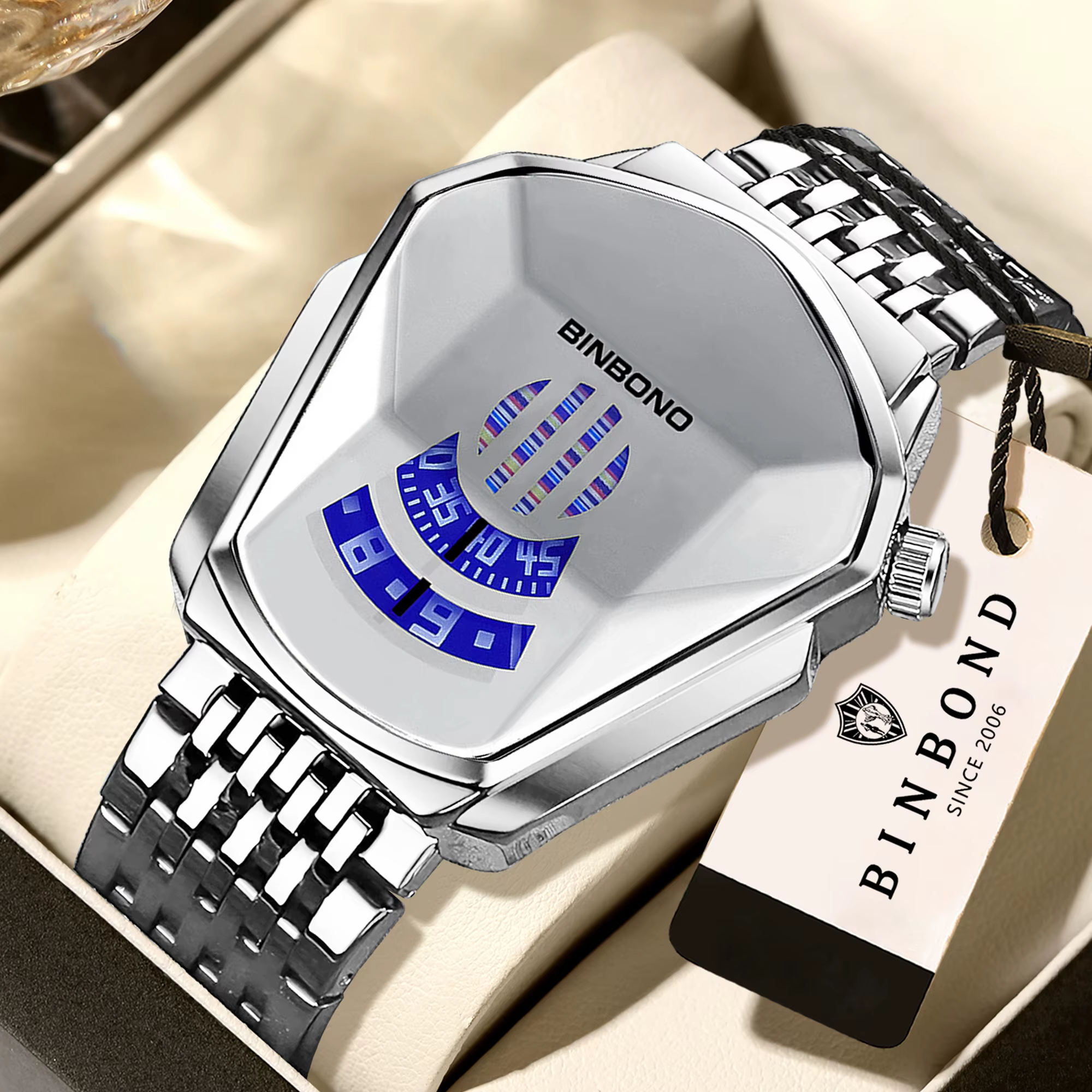 Montres à quartz BINBOND Iron Man Face, marque originale, pour homme, luxe, étanches, robustes, livr