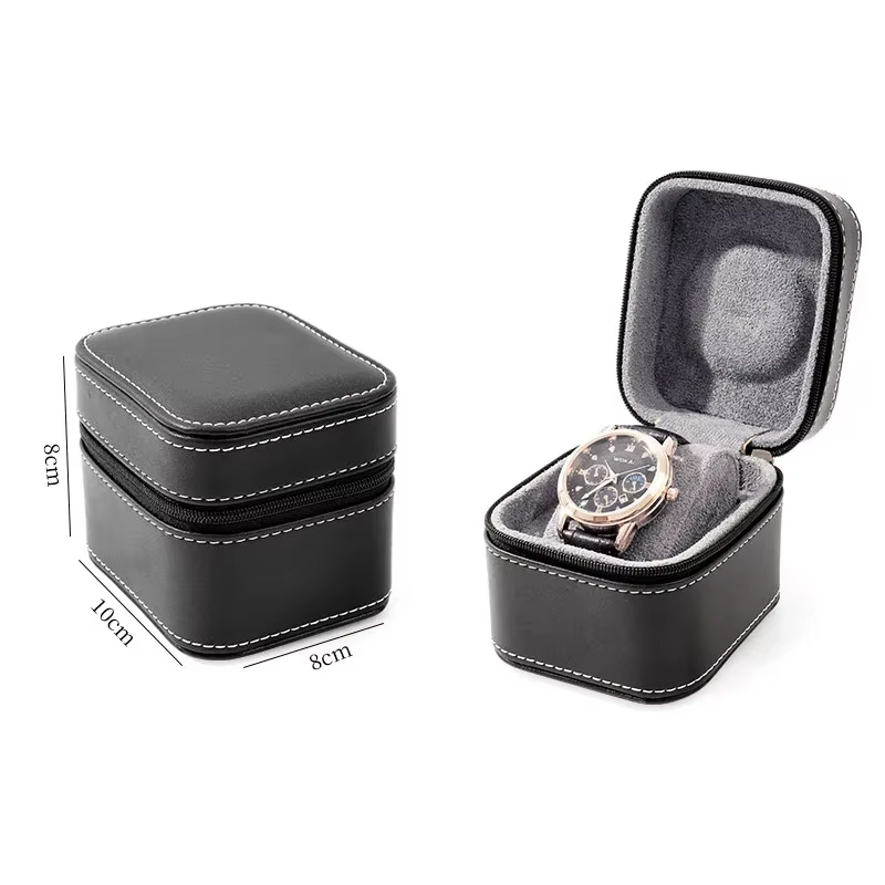 Étui à montre unique en cuir PU, étui de voyage pour montre avec coussin amovible, boîte de rangemen