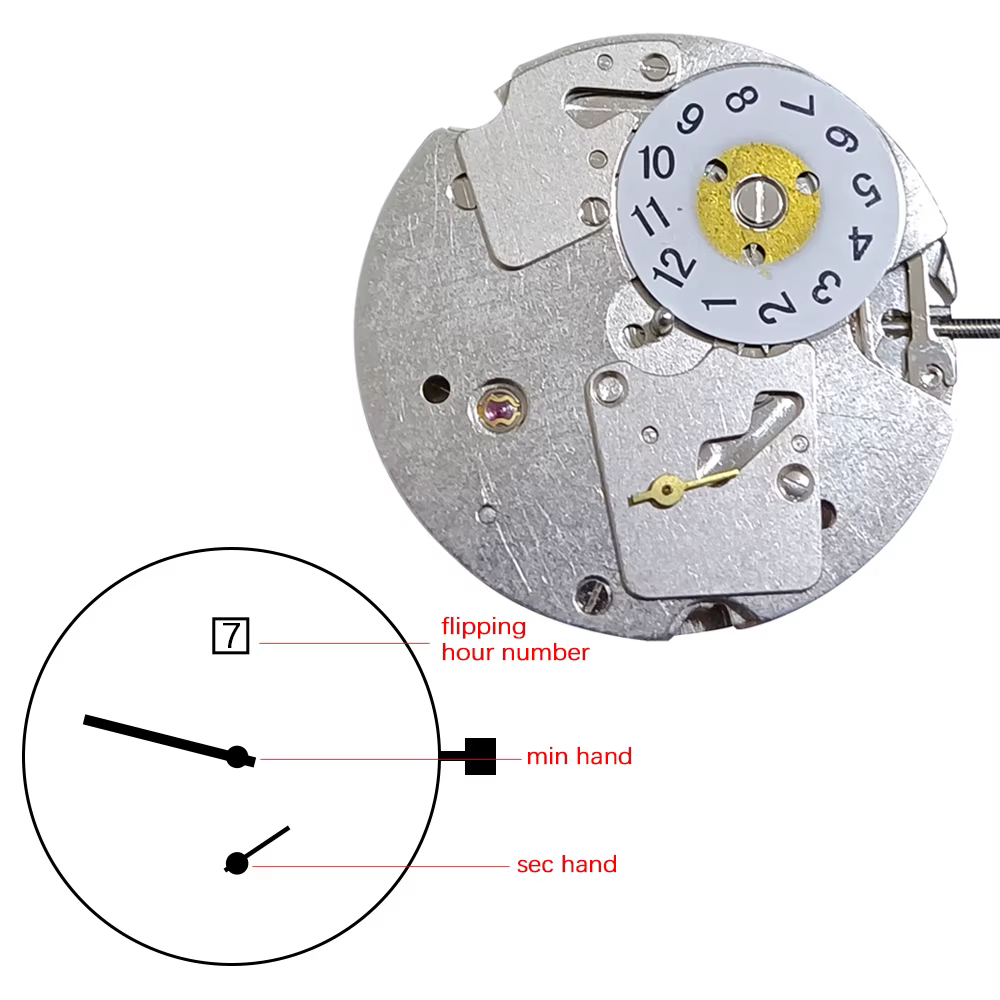 Montre mécanique à mouvement automatique avec petite seconde et fonction de retournement des heures