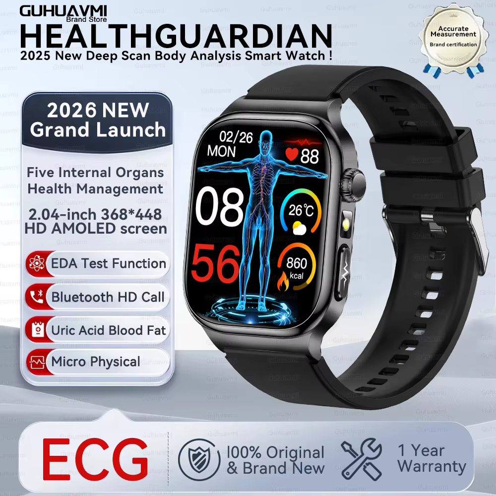 Nouvelle montre connectée ECG pour la santé, hommes et femmes, avec mesure de la pression artérielle