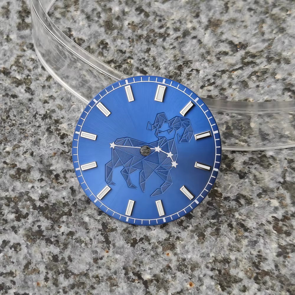 Cadran de montre 28,5 mm 12 signes du zodiaque, effet soleil éclatant, constellation astrologique en