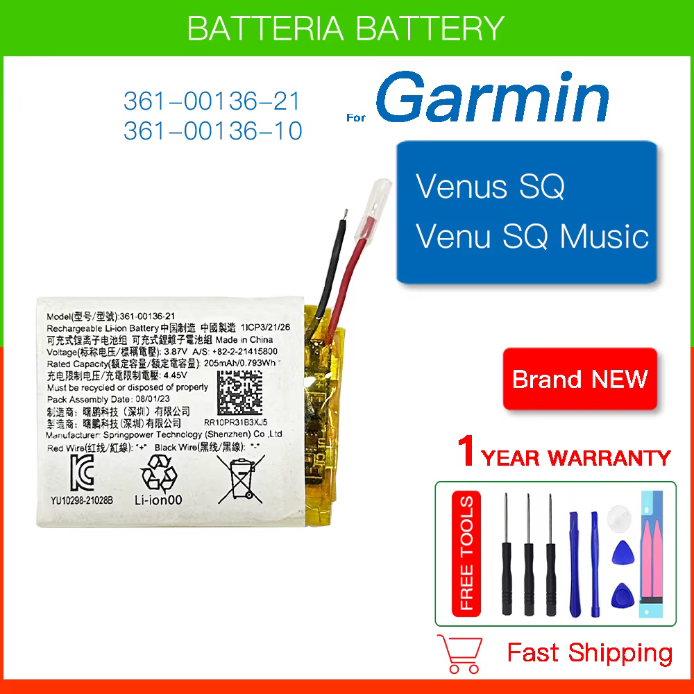 Batterie rechargeable 361-00136-21 361-00136-10 pour Garmin Venu SQ2 Venus SQ 361-00139-10 pour Garm