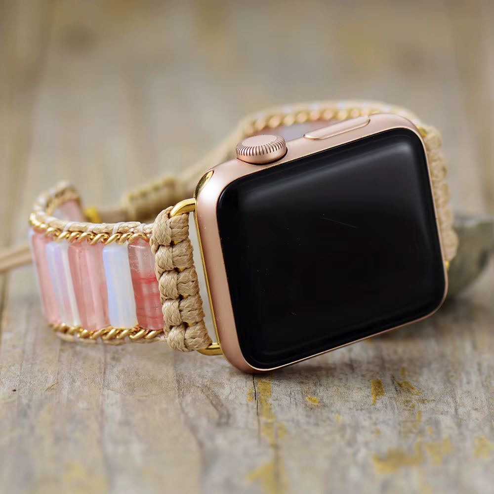 Homme femme pierre Aple Smartwatch Bracelet 38mm/45mm guérison perlée cristal extensible Bracelet po