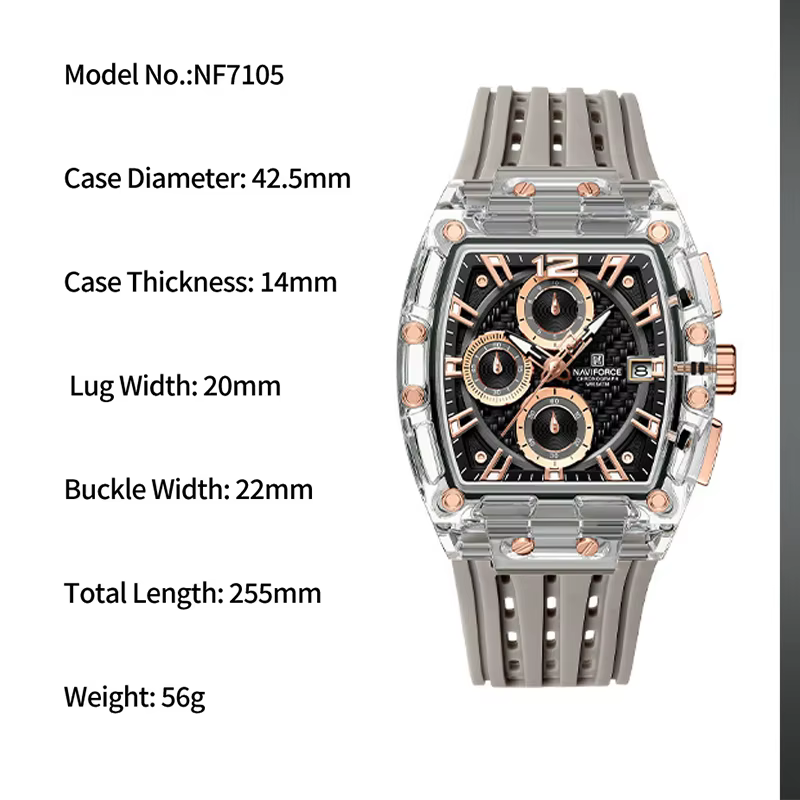 Nouveau NAVIFORCE hommes montres multifonctions à Quartz mode sport chronographe 5ATM étanche bracel