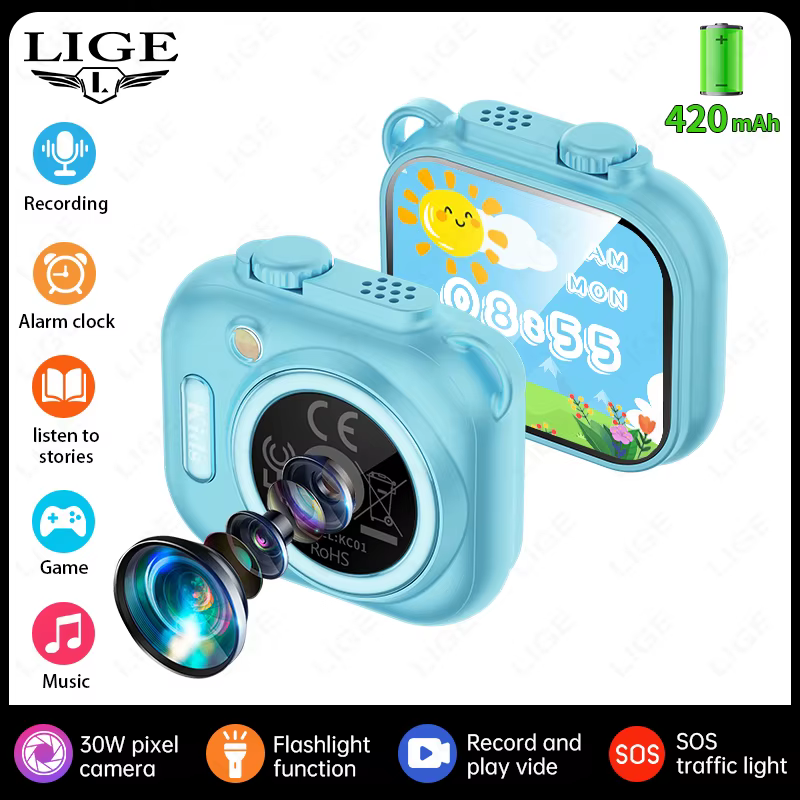 Montre connectée pour enfants LIGE 2026 avec appareil photo, pour les enfants de 5 à 12 ans, cadeaux