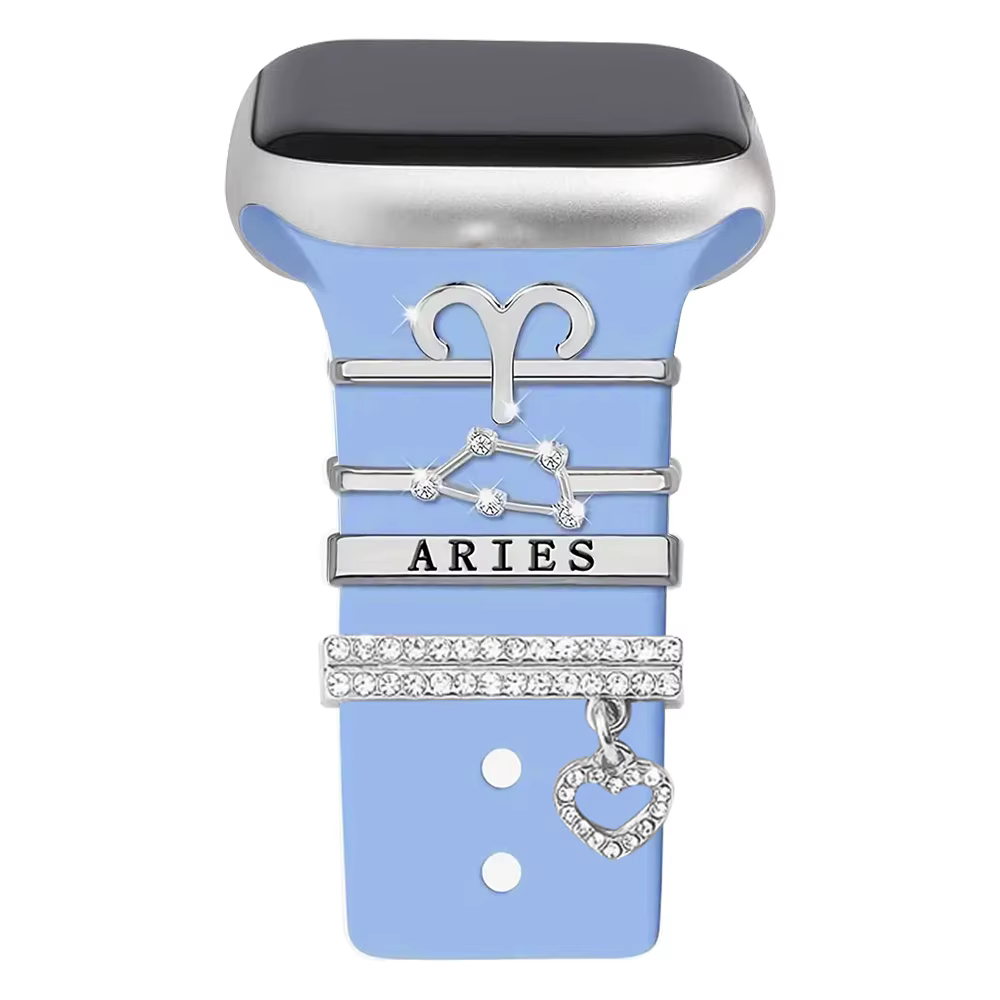 1 ensemble d'accessoires de bracelet de montre avec strass et motifs des douze éléments du zodiaque,