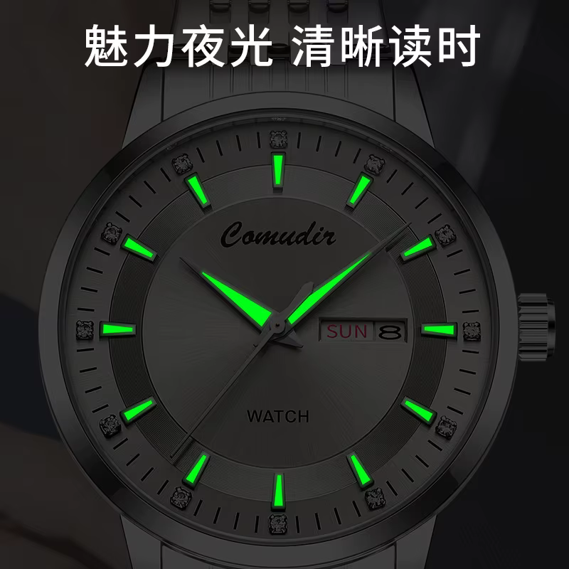 Montre pour hommes entièrement automatique et Non mécanique, évidée, étanche, tendance, brille dans 
