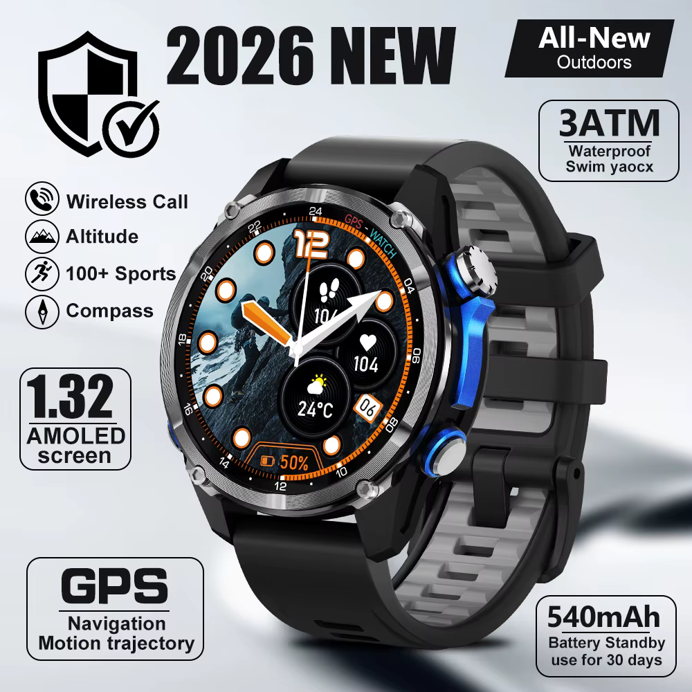 Montre connectée HD350Pro avec GPS, suivi de la santé, étanchéité 3ATM, plus de 100 modes sportifs, 