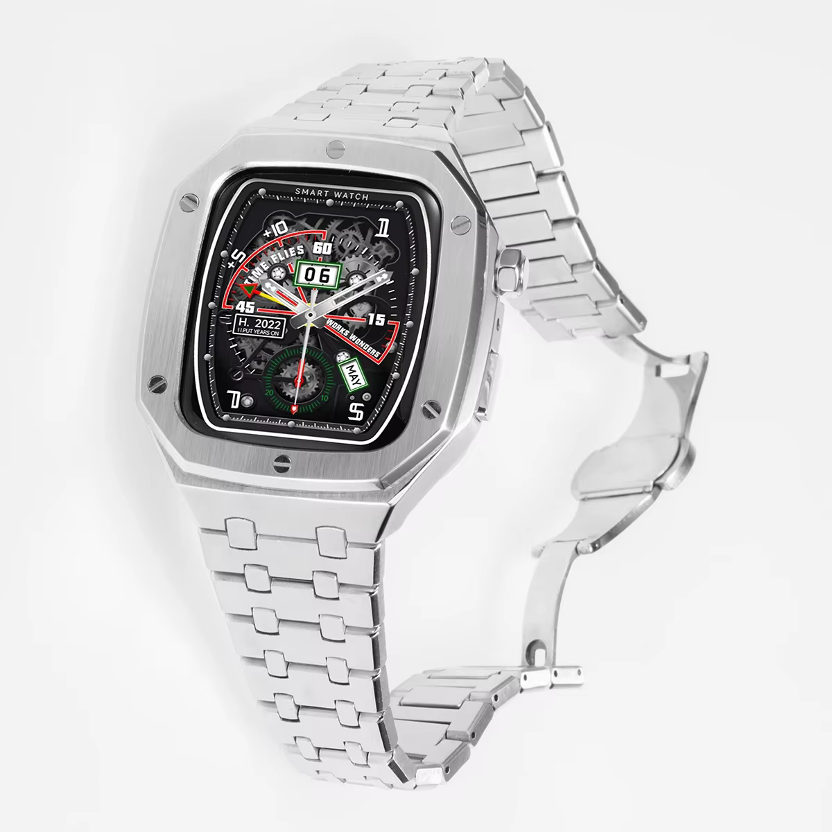 Kit de modification de luxe pour Apple Watch, boîtier de lunette, bande, 44mm, 45mm, cadre en métal