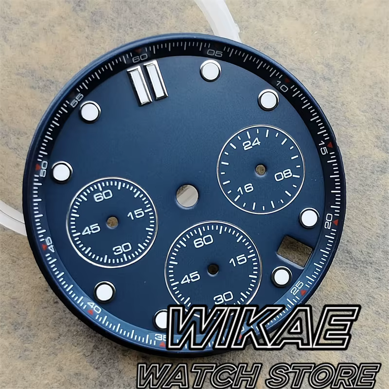 Cadran de montre Vk63 avec ensembles d'aiguilles, vert lumineux, Date de 4 heures, fenêtre de Date d
