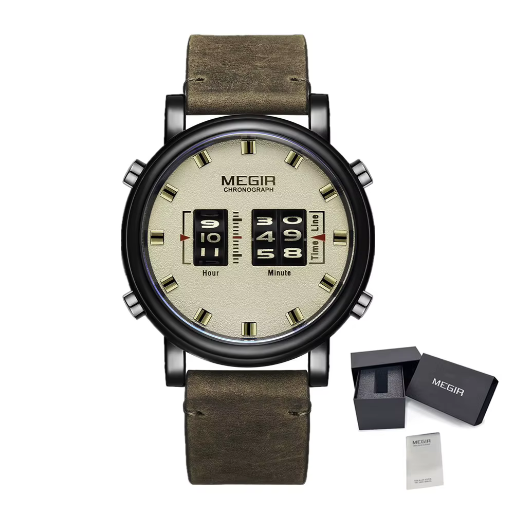 MEGIR 2020 Nouvelles Montres de Luxe pour Hommes, Montre à Quartz Sportive Militaire avec Aiguille R