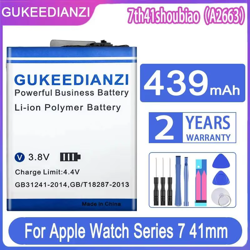Batterie de montre haute capacité 439 mAh pour Apple Watch, pour iWatch Series 7 S7 41 mm A2663, per