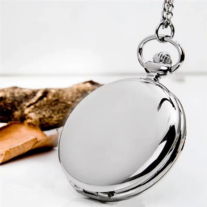Montre de poche classique en acier poli à quartz pour homme, cadeau idéal