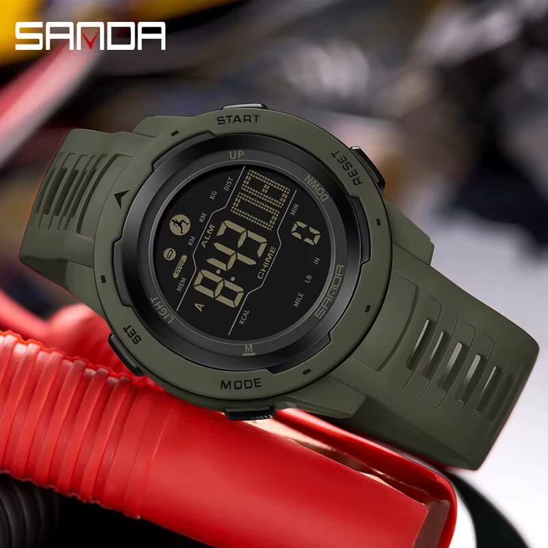 SANDA marque hommes montres sport podomètre Calories 50 M LED étanche montre numérique montre-bracel