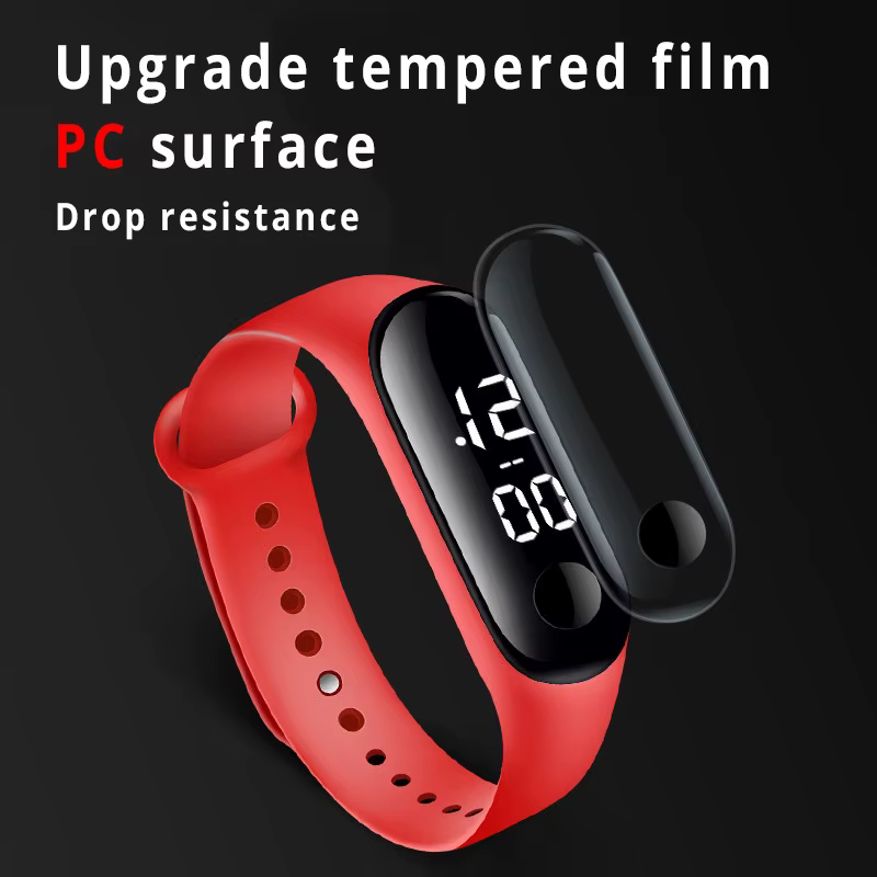 8 pièces enfants montres pour filles bracelet en caoutchouc étanche école étudiant montre LED femmes