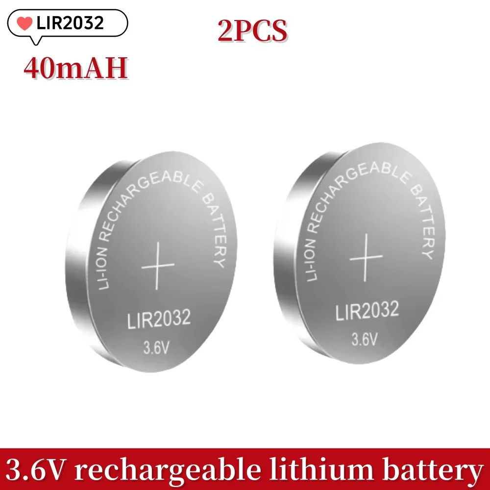 2-50 pièces LIR2032 batterie au Lithium Rechargeable 2032 charge peut remplacer 3.6 v 40mAH CR2032 p