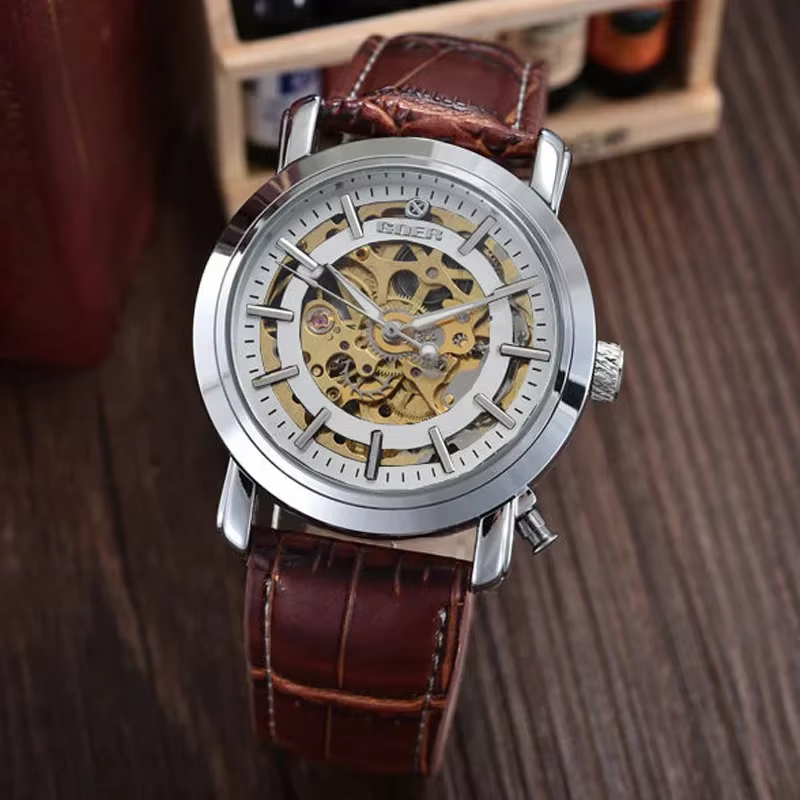 Montres en cuir PU pour hommes, montres de luxe, modules mécaniques automatiques, mode décontractée,