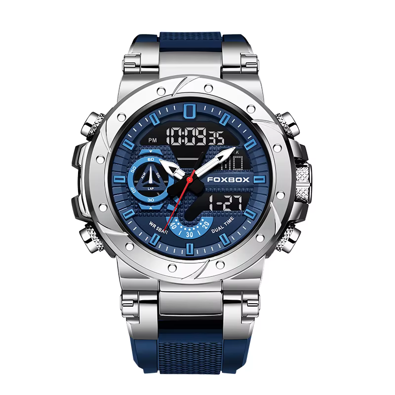 Montre numérique FOXBOX pour homme, étanche, électronique, mode, LED, quartz, lumineuse, alarme, spo