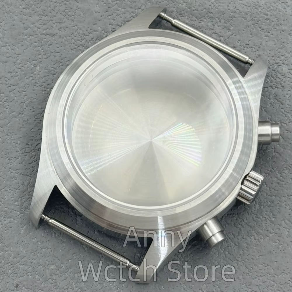 Boîtier de montre de plongée en verre saphir bombé de 38 mm, finition brossée, couronne à vis, compa